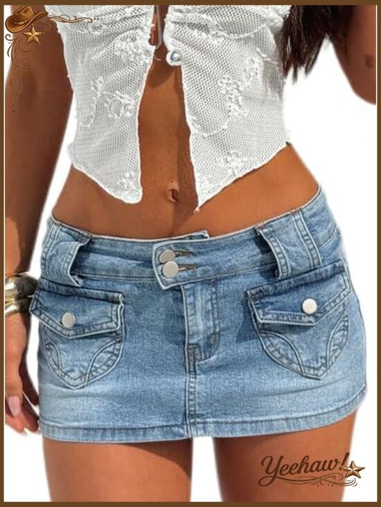 Dresses & Skirts - Stretch Denim Bodycon Mini Skirt with Pockets